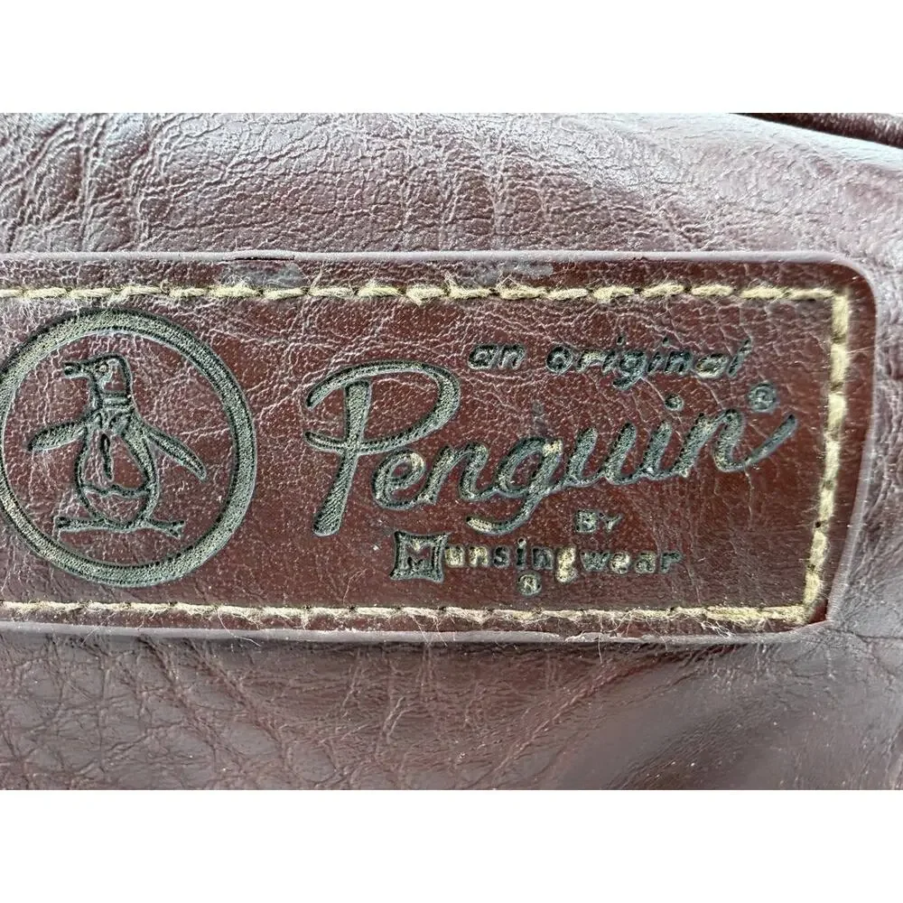 Original Penguin by Munsingwear Brown Faux Leather Toiletry Shaving Travel Bag